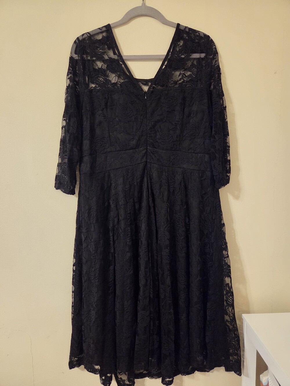 Black Lace Midi Dress - Classic Women's Evening Dress - Picture 3 of 7